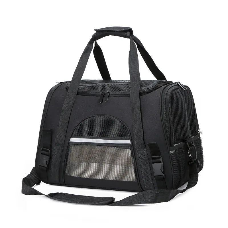 Portable Pet Travel Bag Dog Bag Mesh Dog Carrier Bag with Thick Cotton Cushion Pet Aviation Backpack Anti-suffocation Outdoor