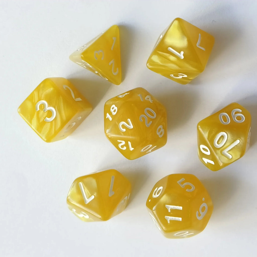 7pcs/set Colorful Pearl Pattern Polyhedral Dice Number Dice Kit for DND PRTG RPG Running Team Table Board Game Dnd Dice Set