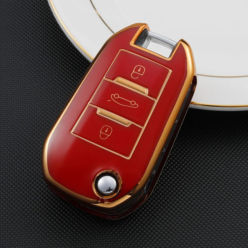 TPU Flip Folding Key Fob Cover Case For Citroen C3 C4 Berlingo 2021 For Peugeot 208 2008 301 308 3008 RCZ 508 408 2008 307