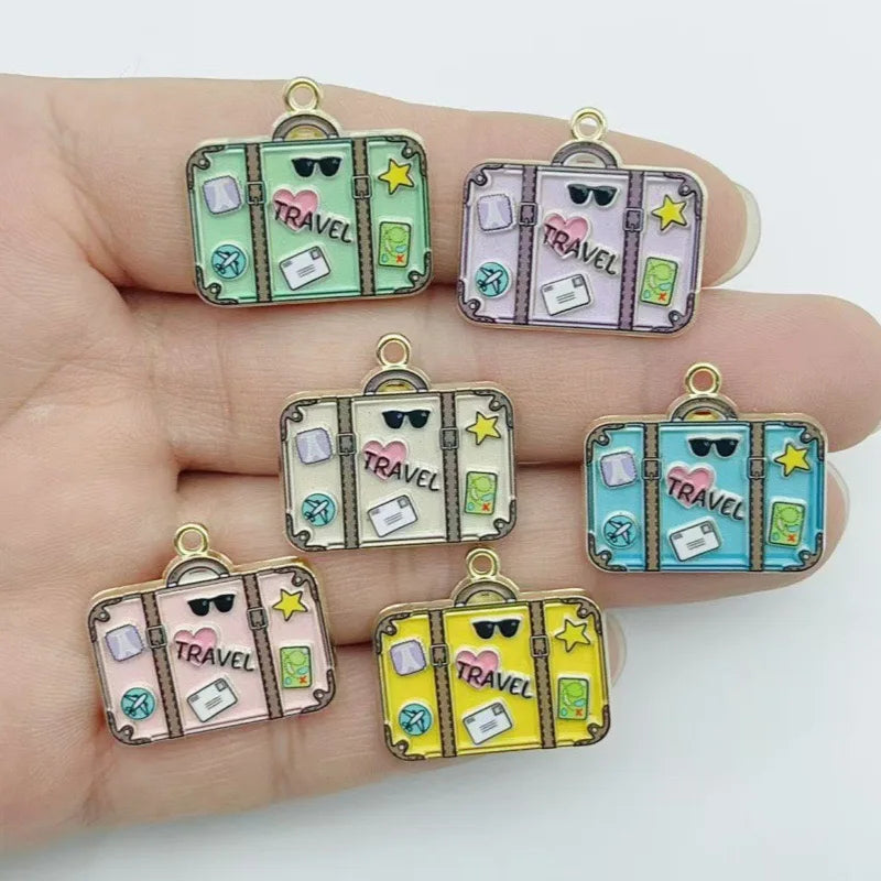 10pcs Fashion Enamel Printed Handbag Series DIY Jewelry Accessories Keychain Bag Drip Oil Alloy Pendant