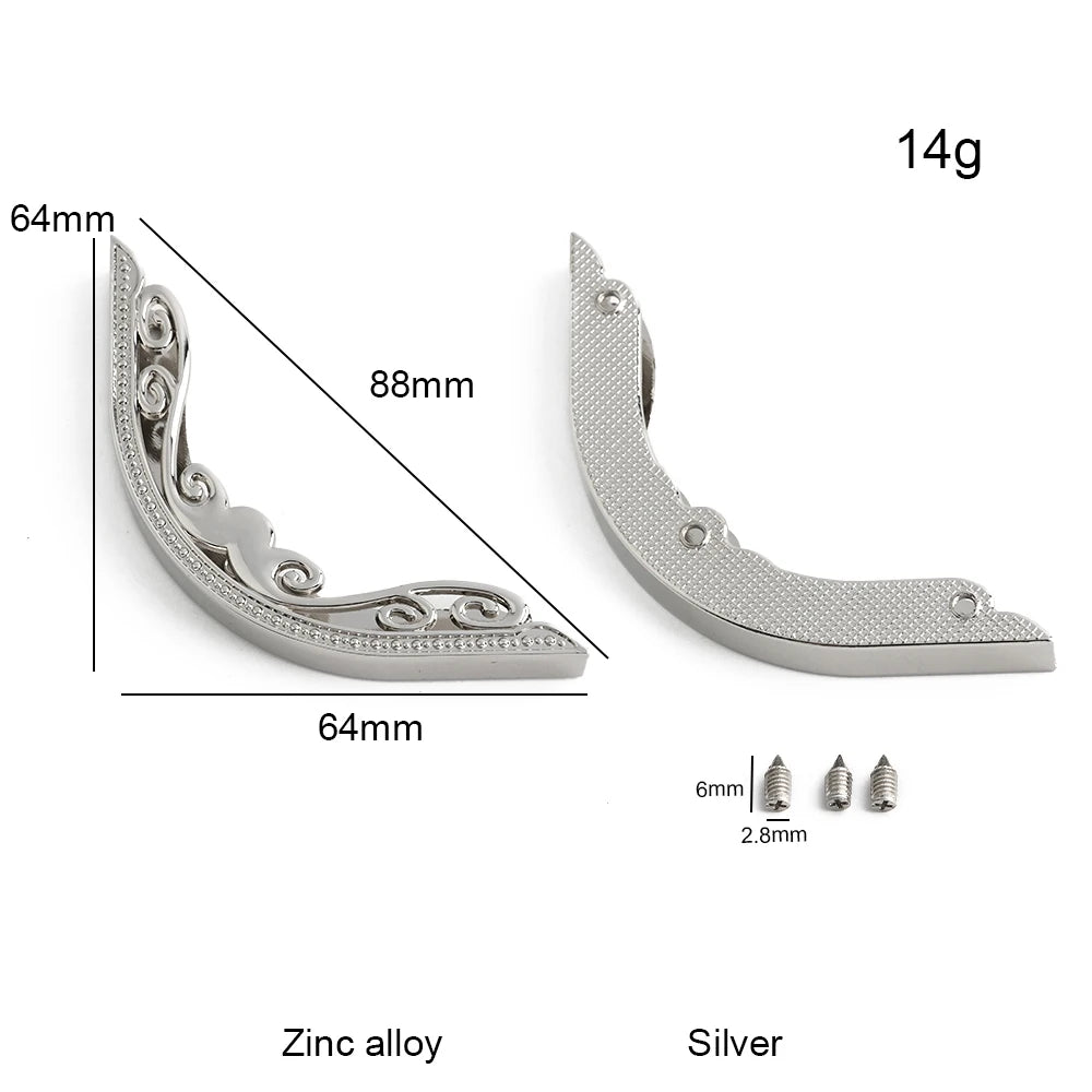 4/30/100PCS 64x64mm,48x48mm Edges Hollow Fixed Decorative Buckle For Handbag Metal Bag Corner Protectors With Screws Accessories