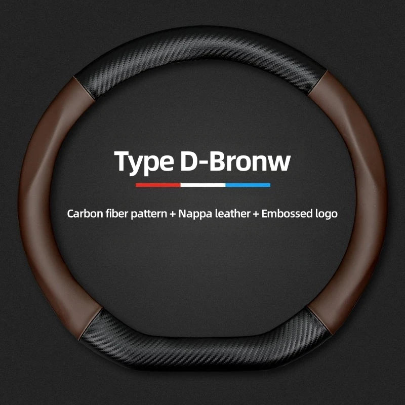 For Citroen C2 C3 C5 Aircross VTS Xsara C-Crosser Berlingo Jumpy Carbon fiber Leather Car Steering Wheel Cover Auto Accessories