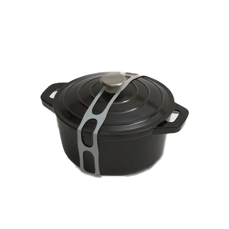 2PC Silicone lid strap, reusable universal lid fastener, suitable for slow cookers, clay pots, and frying pans