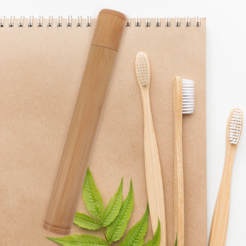 2Pcs Renewable Bamboo Toothbrush Case Compact Portable Tube for Travel Home Office Eco Friendly Lightweight Easy Wipe Clean