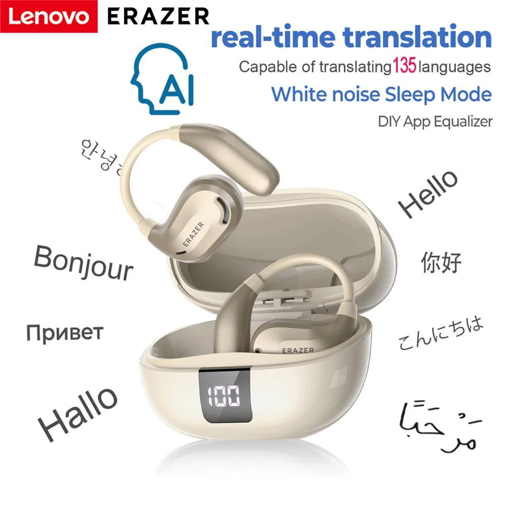 ERAZER XT66PRO Wireless Bluetooth Earphones AI Translator Earbuds With Mic HD Call Low Latency Headphones Sports Game Headsets