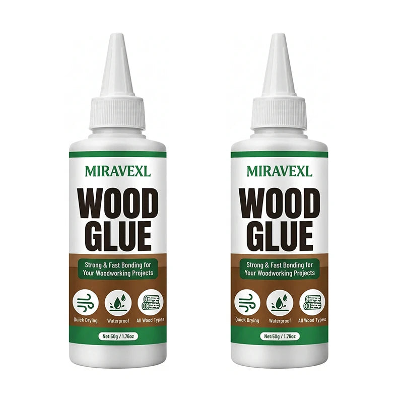 Quick Drying Wood Glue Strong Bond Adhesive for All Wood Types Carpentry and Outdoor Woodwork Maintenance 50g MIRAVEXL