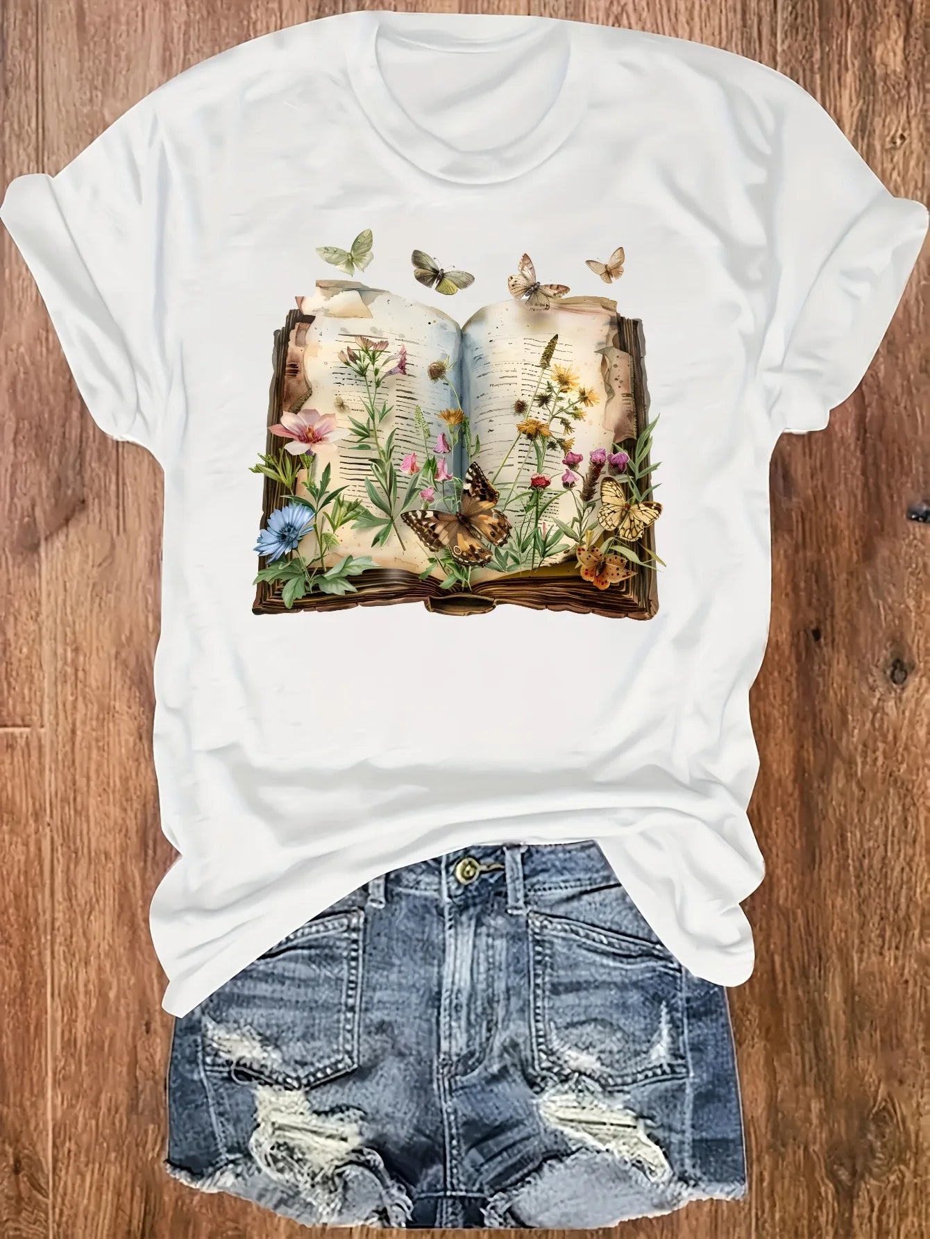 Women's plus size tank top Open Book With Flowers And Butterflies Suitable for sports and daily wear womens clothes sleeveless
