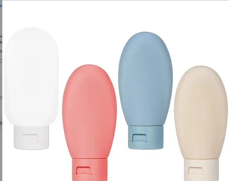 4Pcs/Set Travel Botttle Set 60ml Refillable Bottle Soft Silicone Lotion Shampoo Container Squeeze Tube Empty Bottle Wholesaleliu
