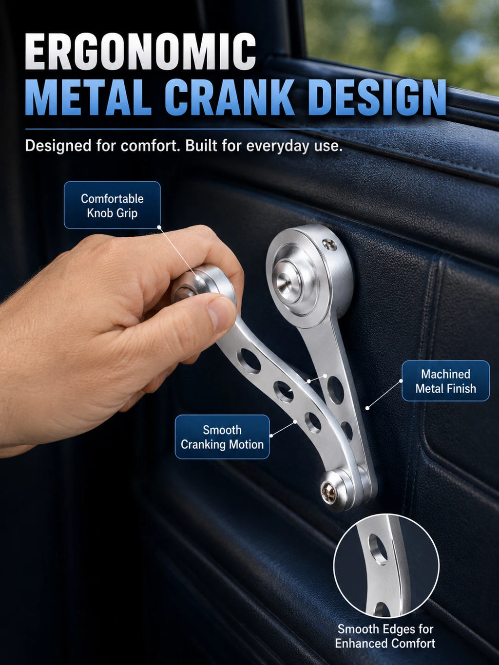 Universal CNC Metal Manual Window Crank Handle Kit Multi Adapter Inserts Window Winder Replacement Set for Cars Trucks Vans with