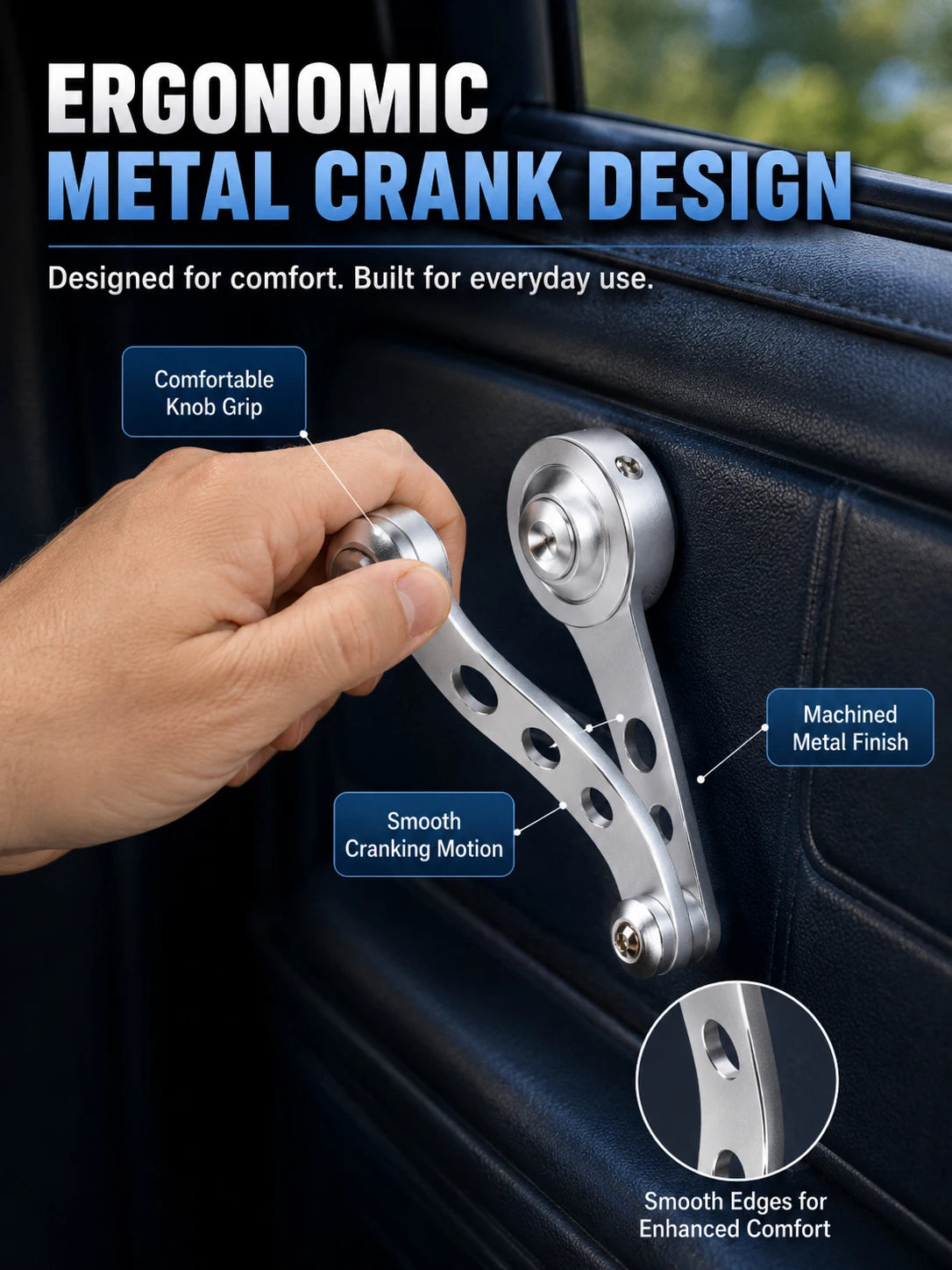 Universal CNC Metal Manual Window Crank Handle Kit Multi Adapter Inserts Window Winder Replacement Set for Cars Trucks Vans with