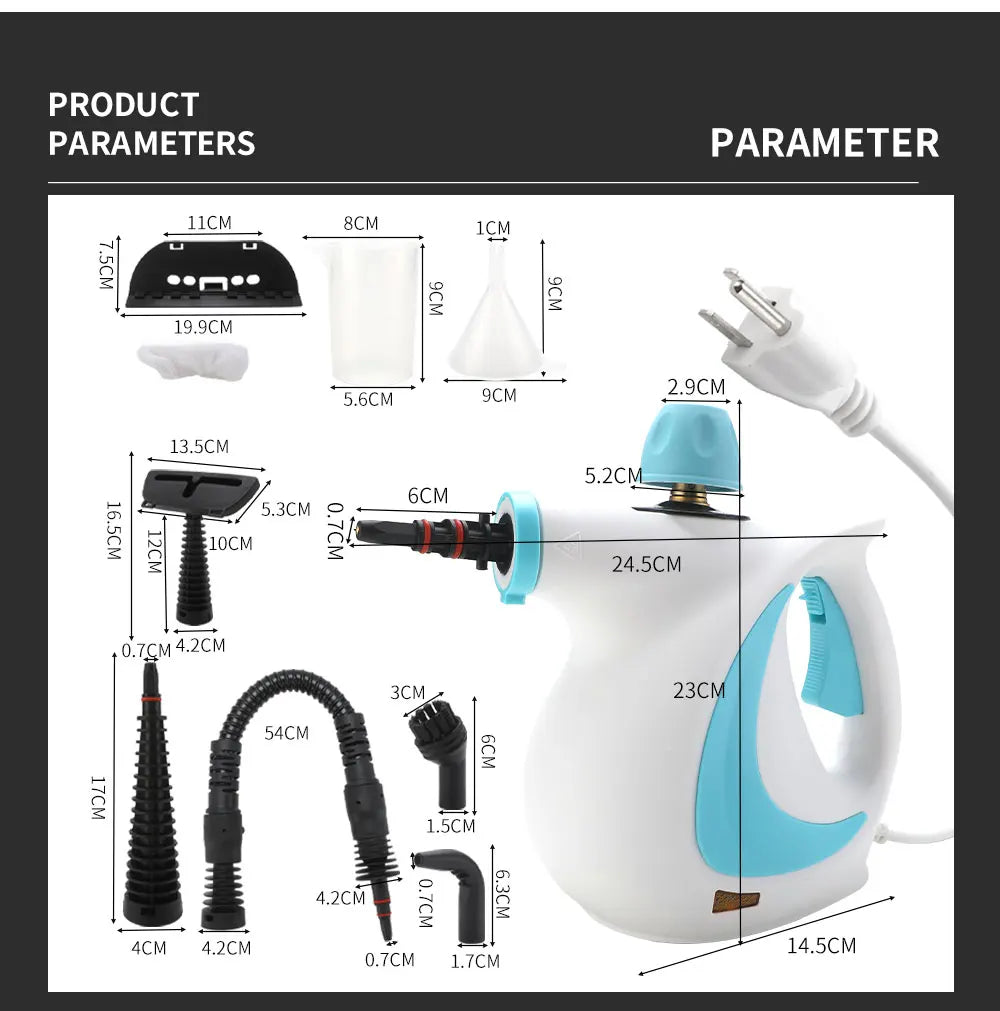 Pressurized Handheld Steam Cleaner for Home - Portable Multi-purpose High Pressure Deep Multi-surface Cleaning Steamer Machine