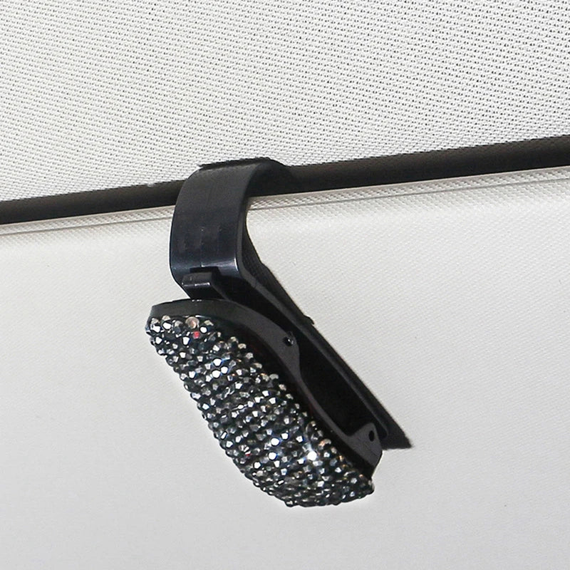Rhinestone Sun Visor Mount Sunglasses Clip Holder Portable Car Crystal Bracket Decoration Accessories
