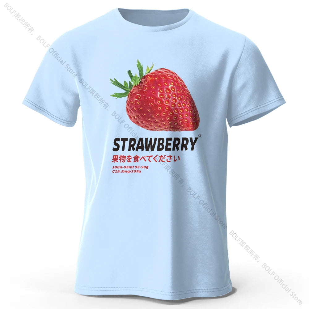 Strawberry Print T-shirt - Cute & Trendy Summer Top for Men Women, Soft & Comfortable Pure Cotton Tee