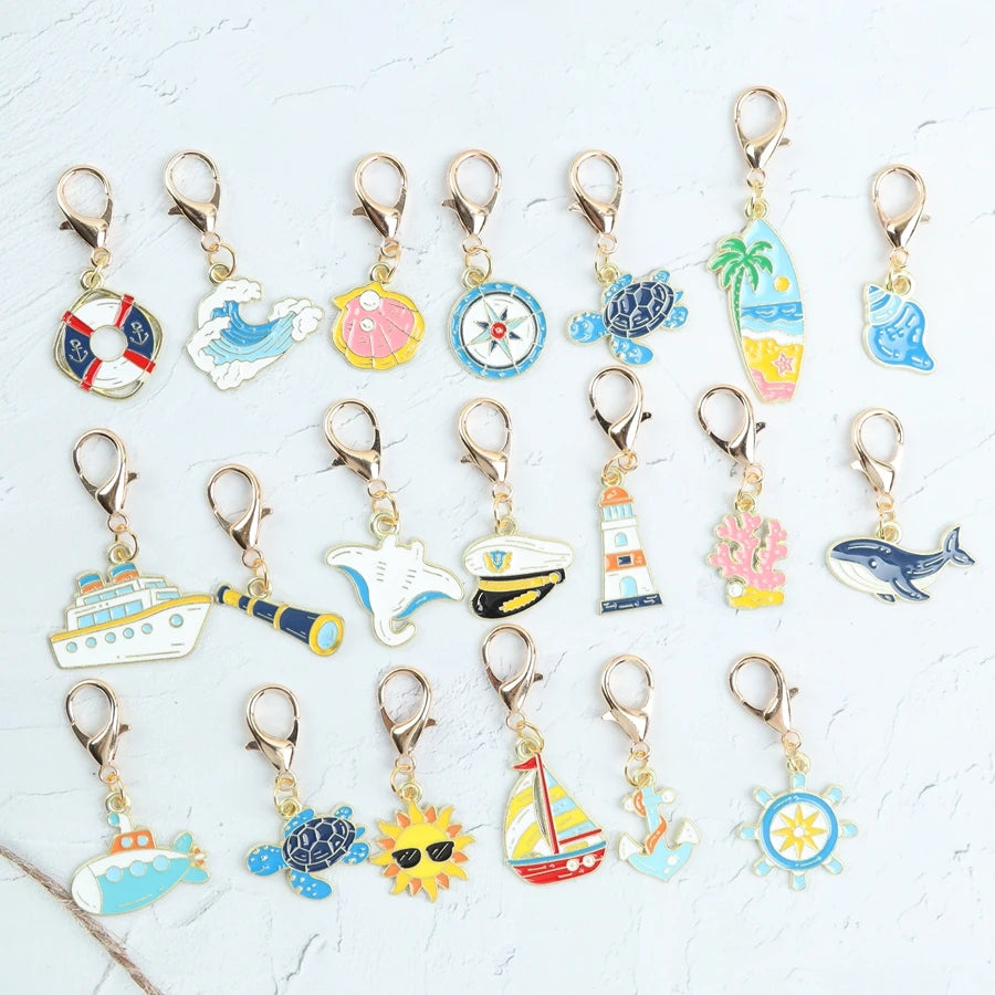 A set of 20 ocean travel keychain sets featuring fun ocean-themed keychains.