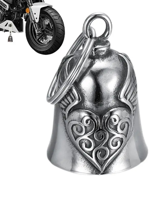 Motorcycle Riding Amulet Pendant Good Luck Heart Wing Riding Bell Retro Motorcycle Safety Jewelry Bell Decoration