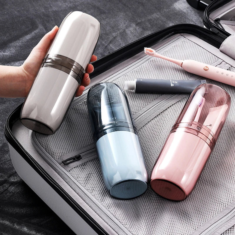2/4 Cup Toothbrush Storage Box Portable Mouthwash Cup Toothpaste Storage Box Toiletry Travel Supplies Portable Toothbrush Cup