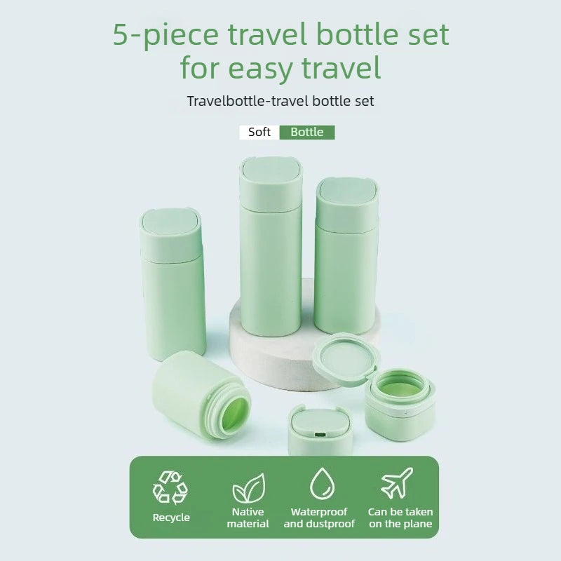 Leakproof Refillable Travel Bottles Set Squeeze Tubes Portable Multipack 5 Pieces with Labels for Travel Camping Gym Hotel