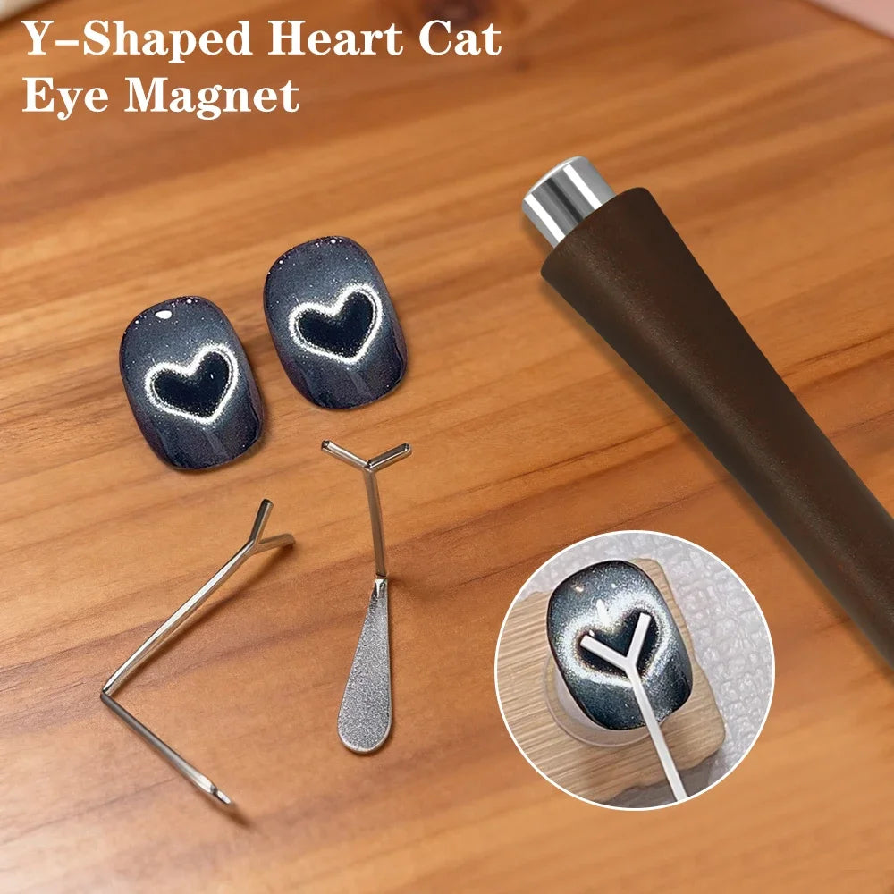 Heart Shaped Cat Eye Magnet Set Y Shaped Cat Eye Nail Art Tool Use With Magnet And Cat Eye Gel Polish DIY Nail Accessories