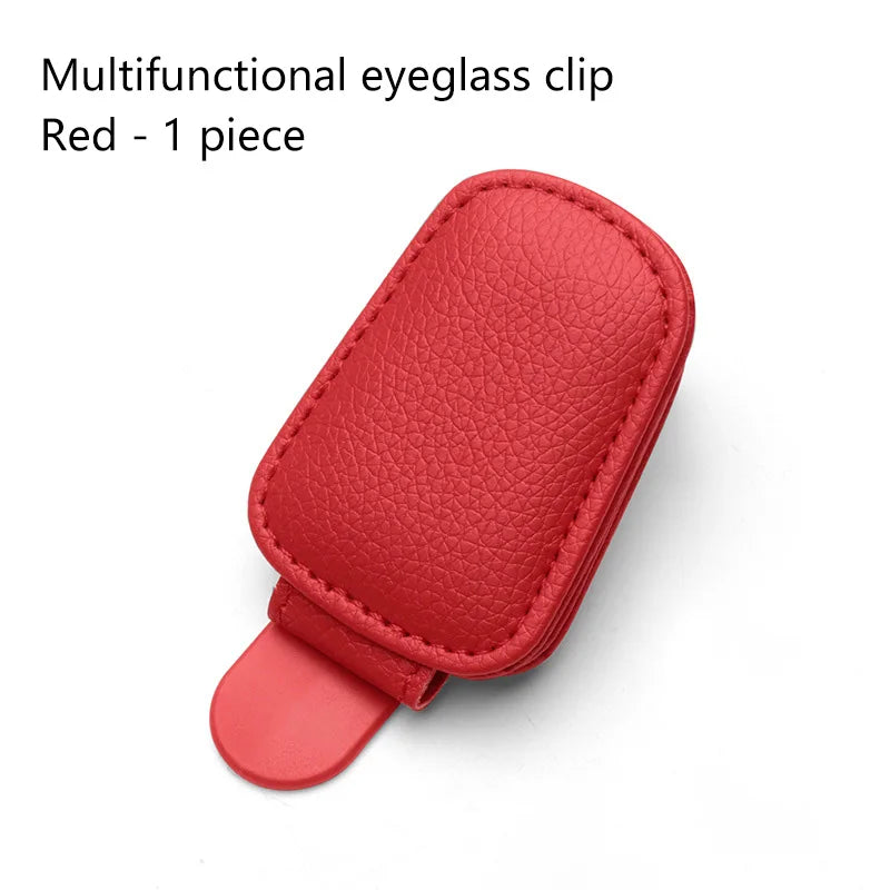 Multifunction Car Sun Visor Glasses Clip Leather Eyeglasses Clip Magnetic Sunglasses Holder Hanger Universal Interior Accessorie