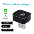 Wireless CarPlay Adapter 50% Smaller 2-in-1 Dual 5GHz WiFi 1-Min Setup for 1000+ Cars Compatible with iOS & Android