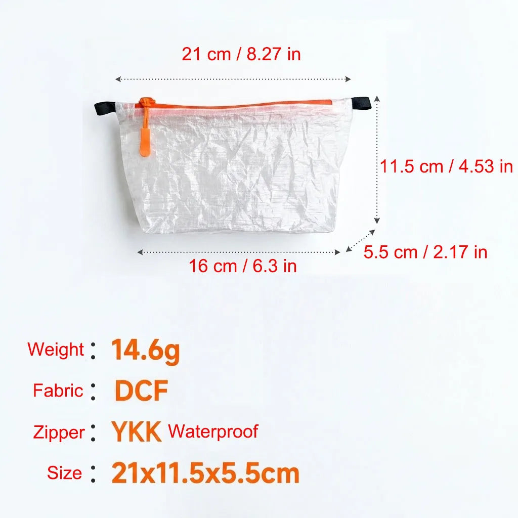 14.6g Outdoor DCF Pouch Passport Key Ultralight Toiletry Sack Bag Zipper Hiking Camping Gear Organizer Storage Bag