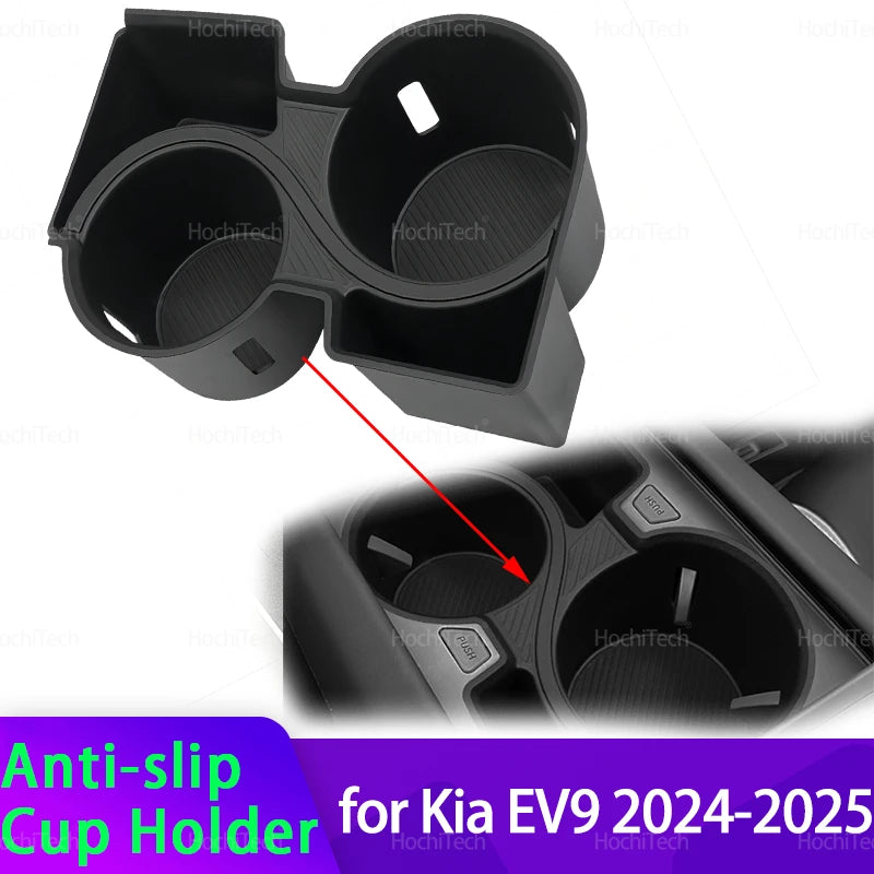 Car Water Cup Holder for Kia EV9 2024-2025 Anti-Slip Central Control Drinks Holder Storage Box Interior Accessories