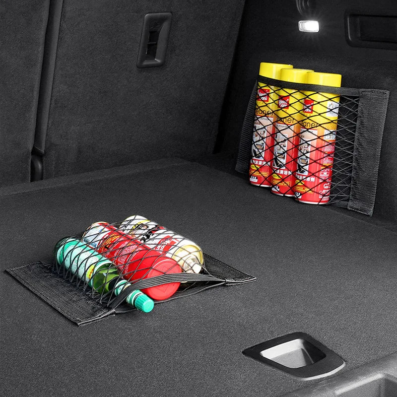 Car Double Mesh Trunk Storage Storage Mesh Car Item Fixed Mesh Auto Finishing Storage Elastic Strap Accessories Tools