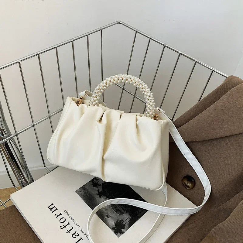 2026 Fashion Solid Color Soft Cloud Shaped Handbag Minimalist Ladies Single Shoulder Crossbody Bag Daily Casual Purse