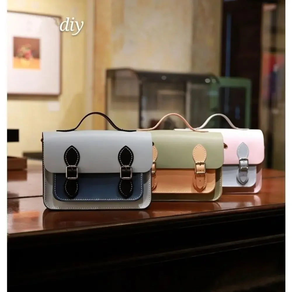 New PU Leather DIY Material Bag 10 Colors DIY Cambridge Messenger Bag Hand-stitched Self-made Bag Women