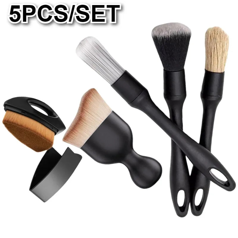 Car Detailing Brush Set 5PCS Auto Interior Cleaning Tools Air Vent Dust Duster Crevice Cleaner Car Wash Brushes for Vehicle Care