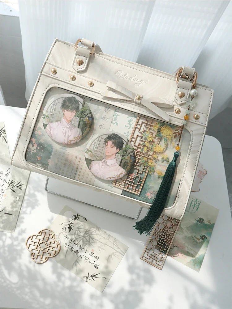 Japanese Teenager Girls Crossbody Bags PU JK Handbags Transparent Ita bag Women handbags Leather Shoulder Bag Bolso