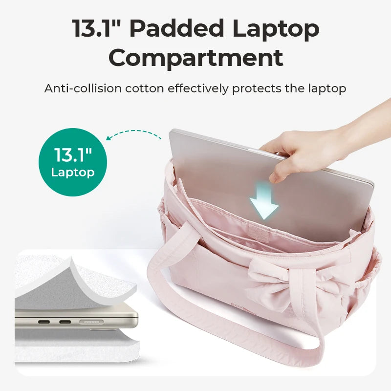 BAGSMART Tote Bag University Padded Shoulder Bag for Women Large Capacity Travel Handbag Daily Commute Women's Bag