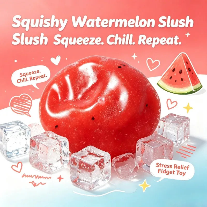 Handmade Watermelon Slushy Squeeze Toy Realistic Soft Fruit Squishy Slow Rebound Stress Relief Toy Novelty Funny Halloween Gift