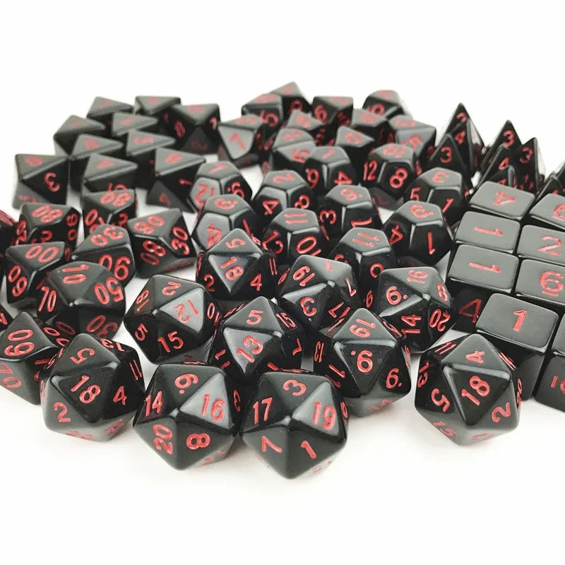 7Pcs/set 2023 New Foreign Trade Product Classic Color Multi Sided Dice Black Red Oil