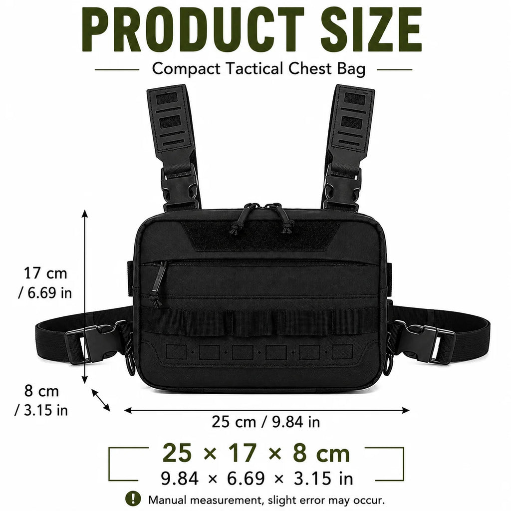 Functional Tactical Chest Bag Waist Bag Fishing MOLLE Outdoor EDC Chest Rig Pack for Cycling Hiking Camping Adjustable Harness