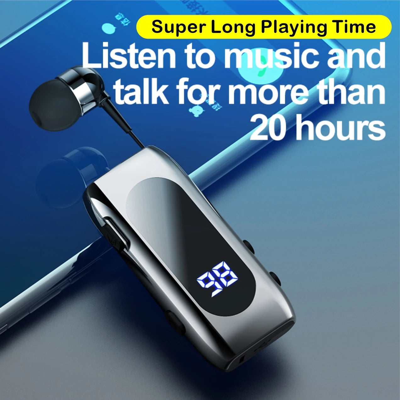 K55 Lapel Clip Bluetooth Earphone Wireless Handsfree Earbud Incoming Call Vibration Business Retractable Earbud Headset