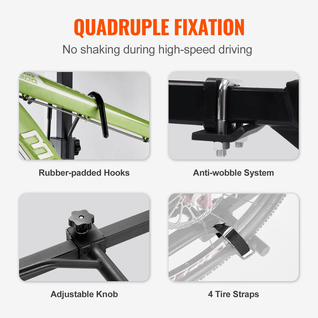 SucceBuy Hitch Mount Bike Rack, 2/4-Bike Platform Style 80/160/150 LBS Bike Rack Hitch Titling and Folding Bike Carrier for Car