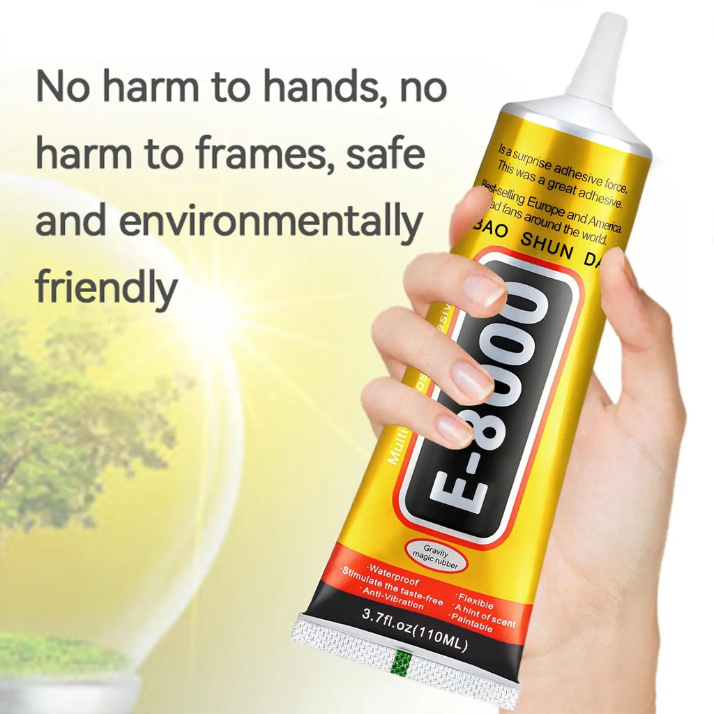 E-8000 15/50/110ML Transparent Phone Screen Repair Glue E8000 Universal Glass Plastic DIY Adhesive With Precision Applicator Elastic Glue Tools Includes tweezers.