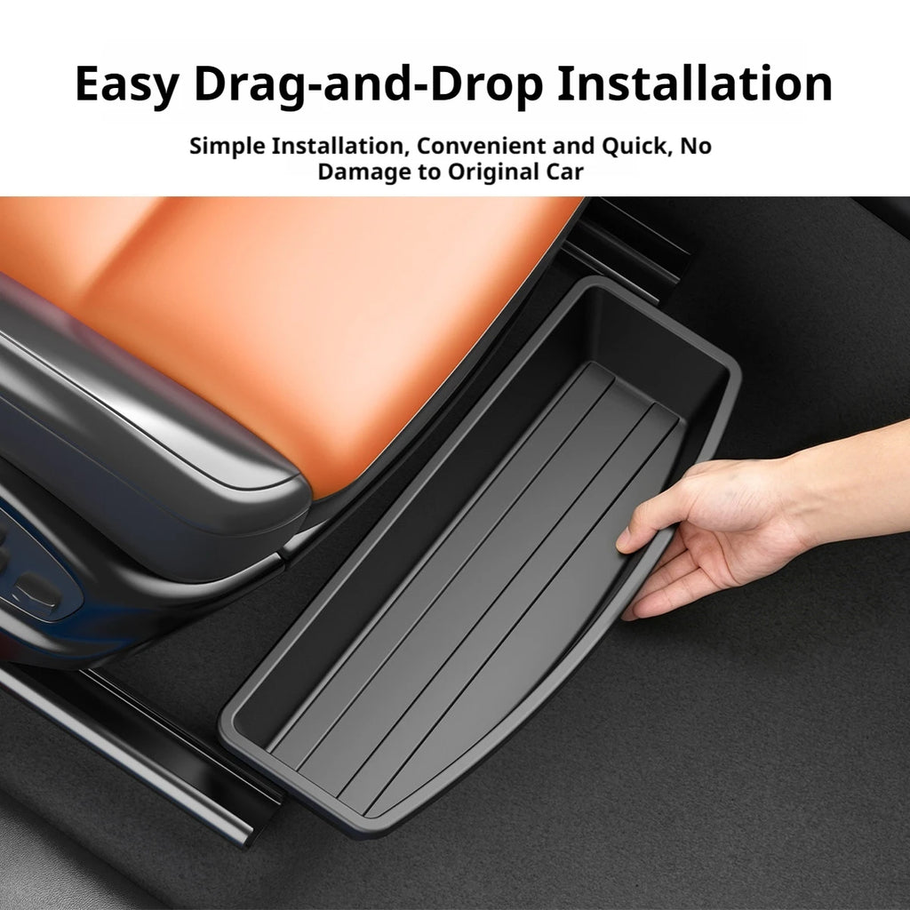 SEAMETAL Car Seat Bottom Organizer Box Universal Hidden Seats Box Under Car Seat Case Moved In for Umbrella Keys Cards Collector