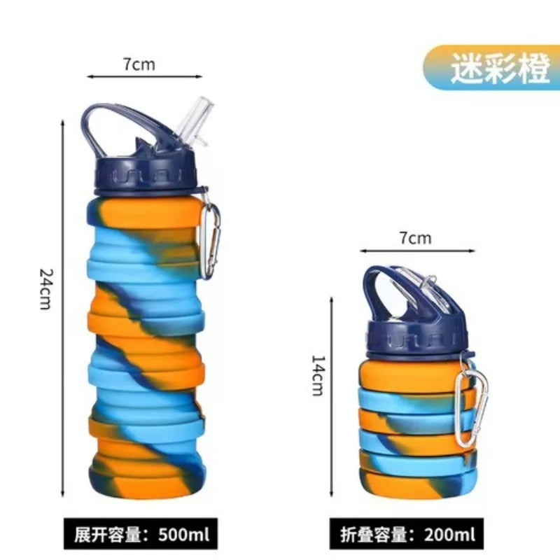 New Portable Silicone Water Bottle Retractable Folding Coffee Bottle Cups E Outdoor Travel Tools Collapsible Sport Bottles