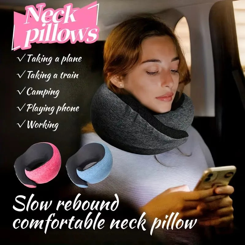 U-shaped Pillow for Airplanes 2026 Travel Neck Support Pillow Memory Foam Adjustable Noon Break Sleep Pillows Offices and Cars
