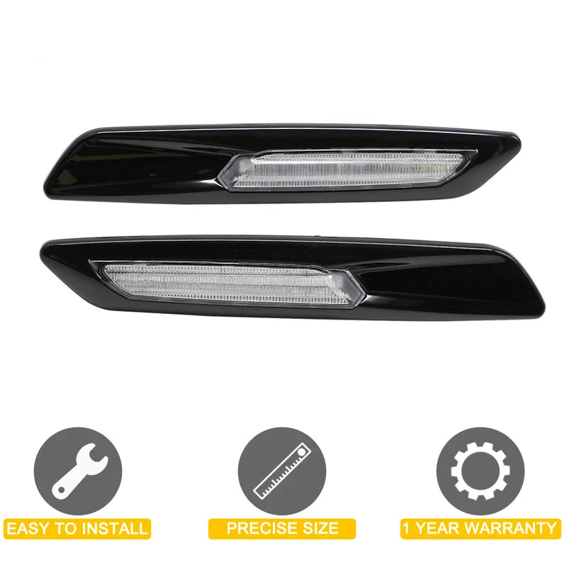 2Pcs Black Shell LED Side Turn Signal Light For BMW E81 E82 E87 E88 2001-2003 E90 E91 E92 E93 2005-2013 E60 E61 X1-E84 X3-E83