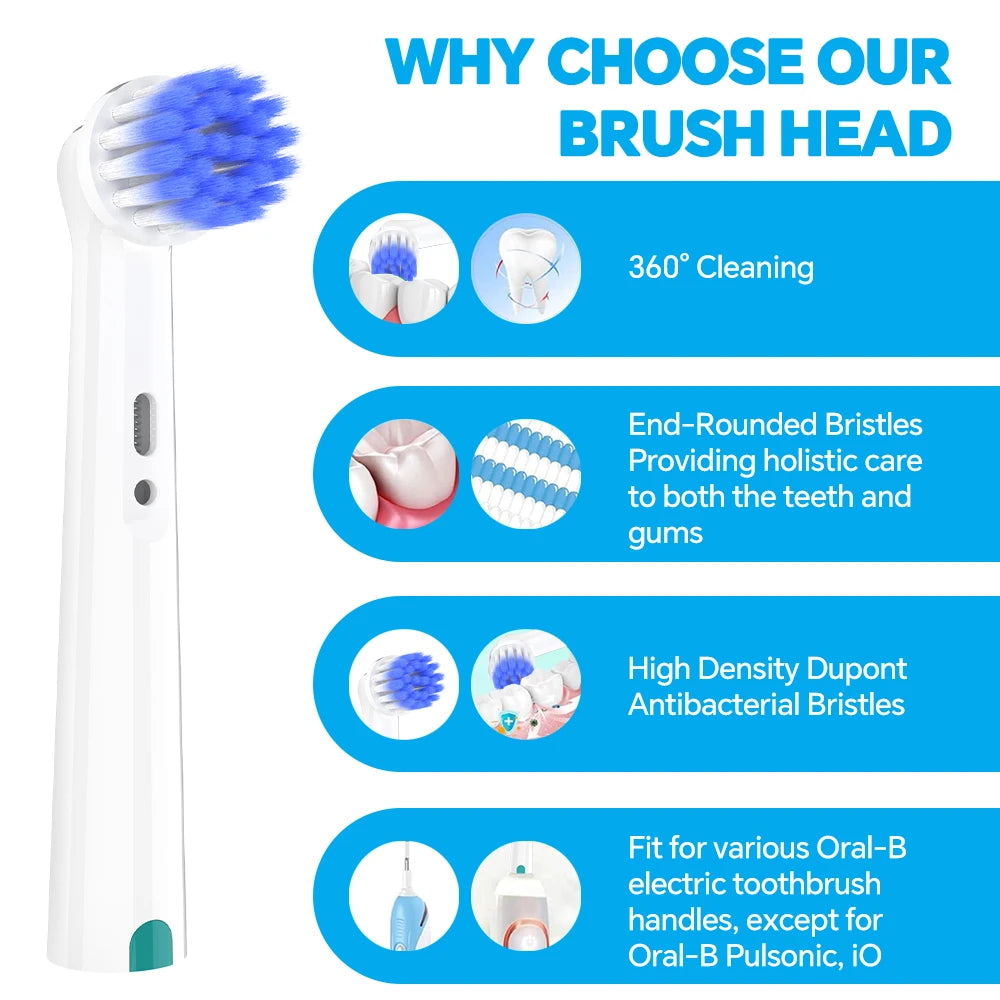 Dustproof Toothbrush Travel Box & 4 Pcs Rotary Ultra Soft Replacement Brush Heads Set Compatible with Oral B Electric Toothbrush