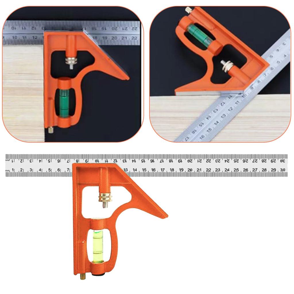 Combination Square 45/90 Degree Accurate Measuring Carpenter Square Adjustable Combo Square for Electricians and Carpenters