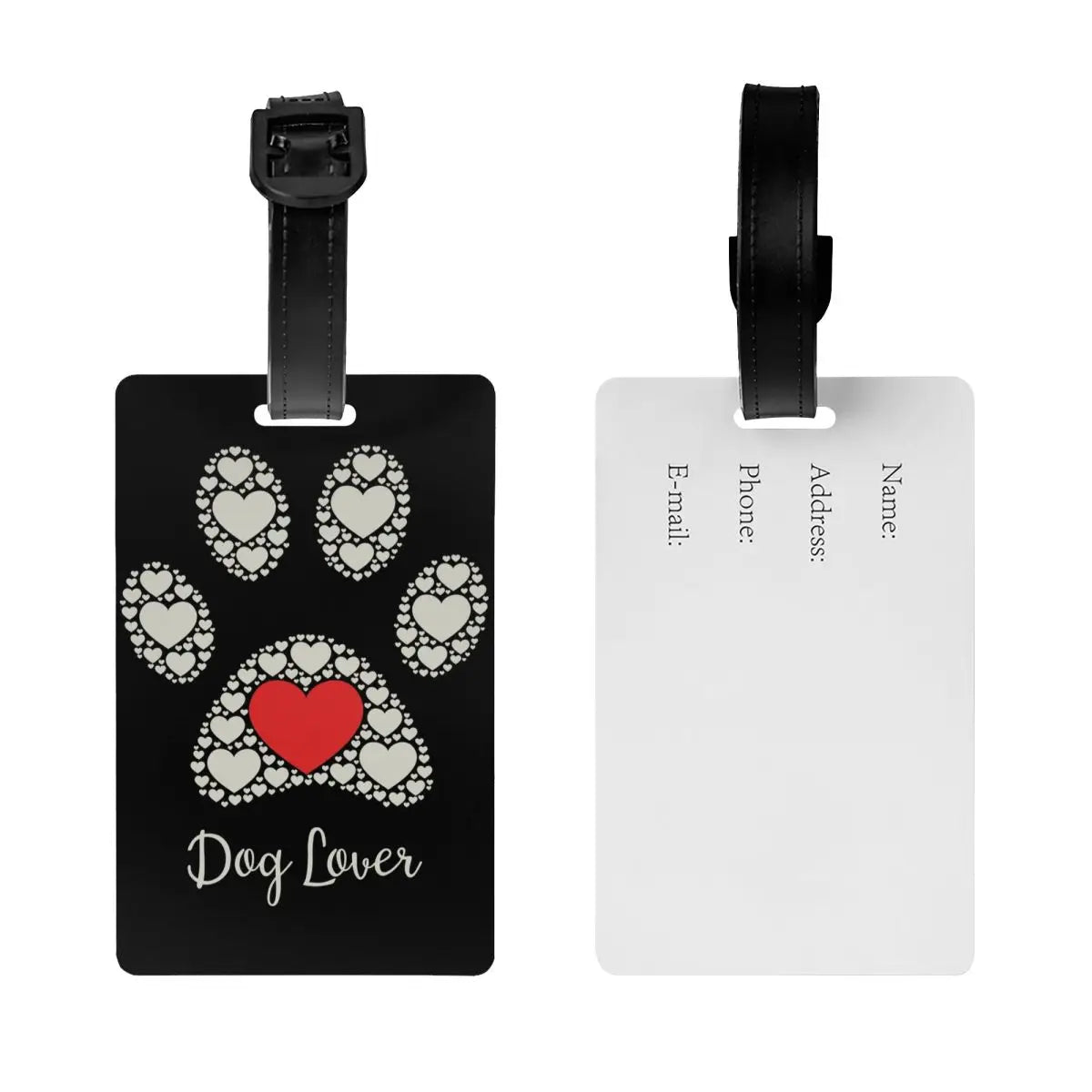 Custom Dog Lover Pet Paw Heart Luggage Tag for Suitcases Fashion Baggage Tags Privacy Cover Name ID Card