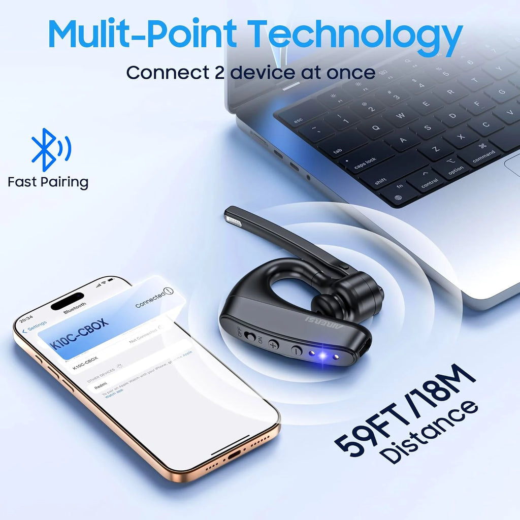 Newest K10C Bluetooth Headset Wireless Headpones Dual Mic Noise Cancelling Earphones With Charging Case For All Smart Phones