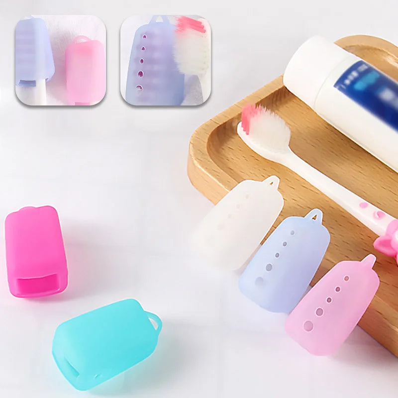 5PCS Silicone Toothbrush Head Covers Portable Cover Case Travel Hiking Camping Toothbrush Cap Case Support Bathroom Accessory
