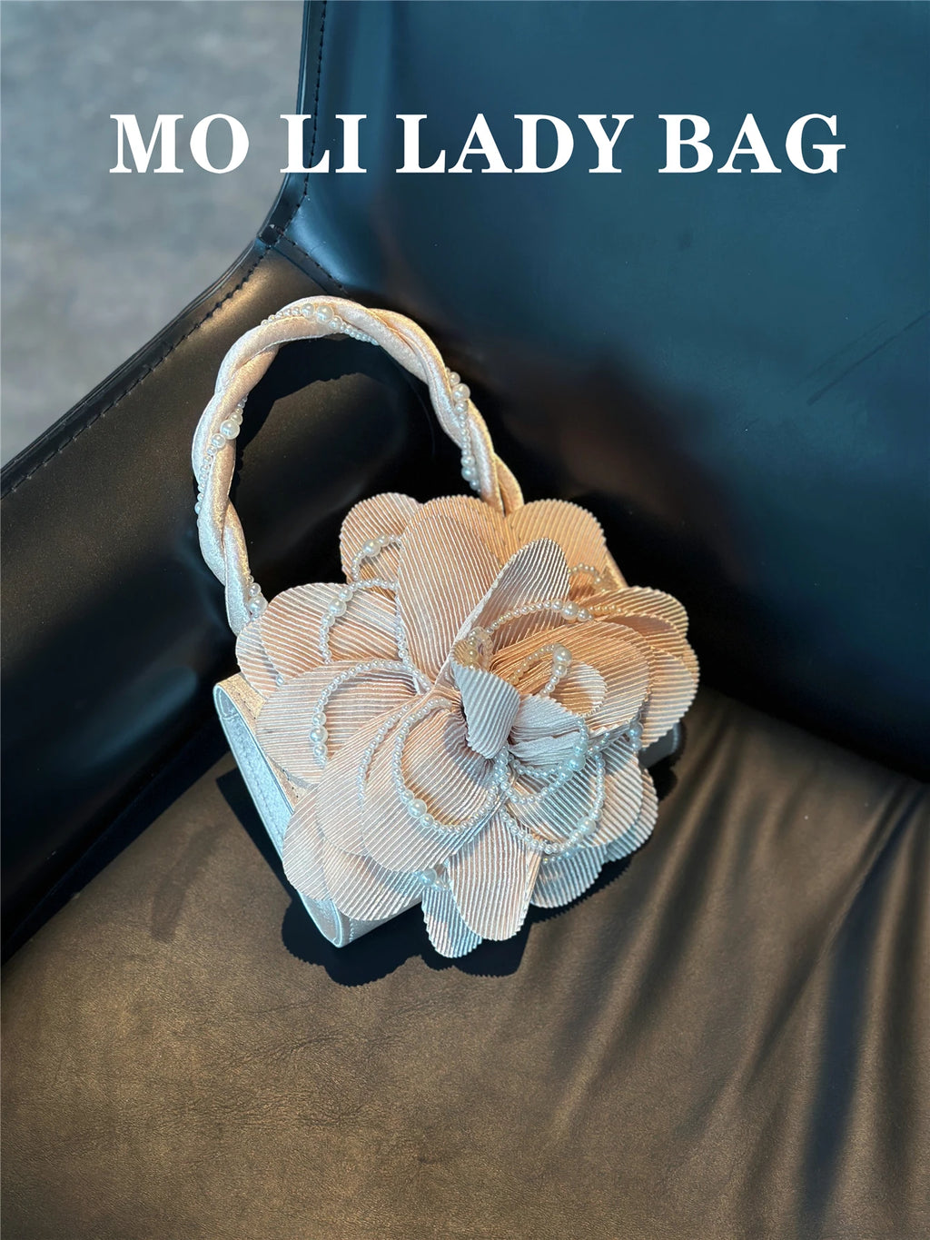 Retro Chinese Style Pearl Twist Flower Bag Rose 3D Pink Fairy Crossbody Women's Bag Handbag Casual Summer Fashion