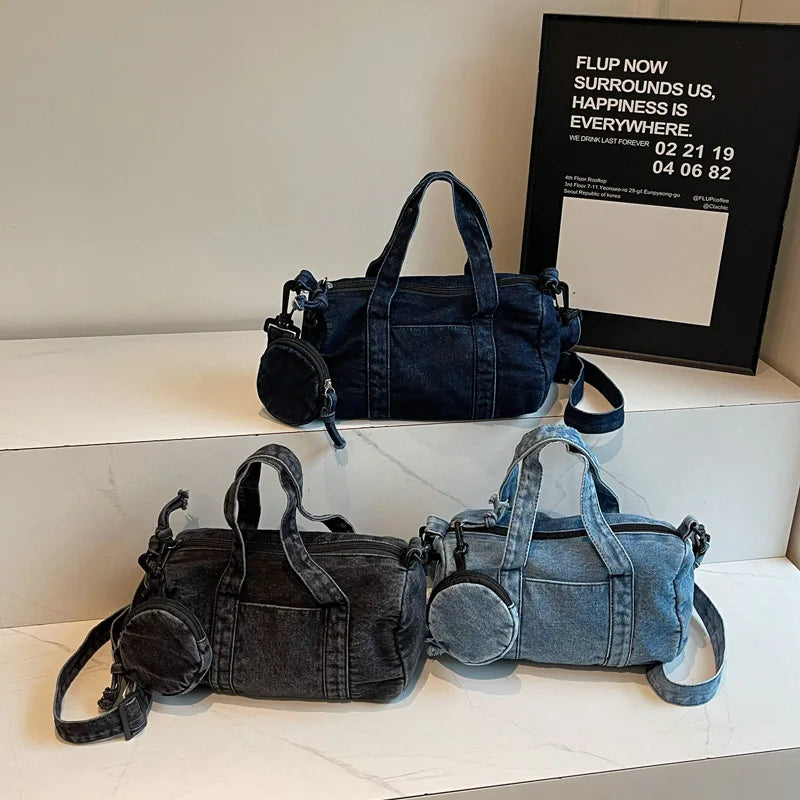 Cowboy cloth bag, women's fashion handbag, versatile single shoulder crossbody bag, versatile commuting tote bag