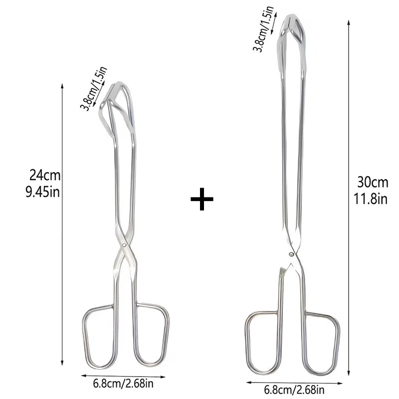 Duty Stainless Steel 2PCS Kitchen Scissor Tongs with Comfortable Ergonomic Grip, Heat Resistant tongs for Cooking & BBQ